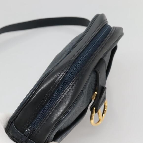 DIOR Shoulder Bag Leather Navy Gold - Picture 6 of 12